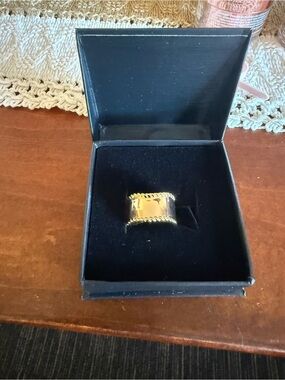 Gold-Colored Wide Statement Ring - Women Jewelry